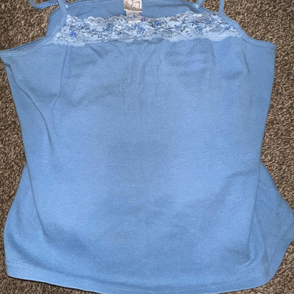 Blue Lace Trim Women's Top
